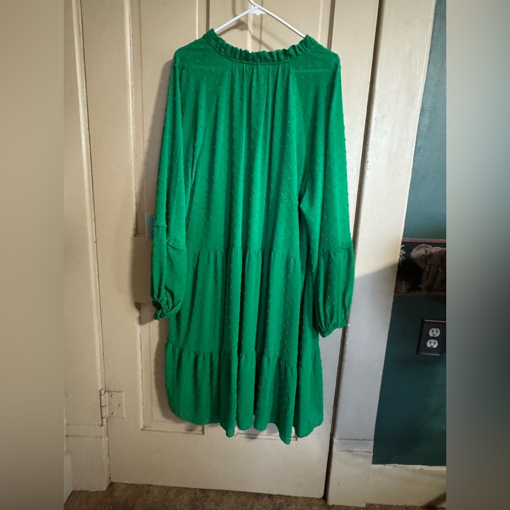 CeCe Vibrant Green Chenille Pattered Dress
